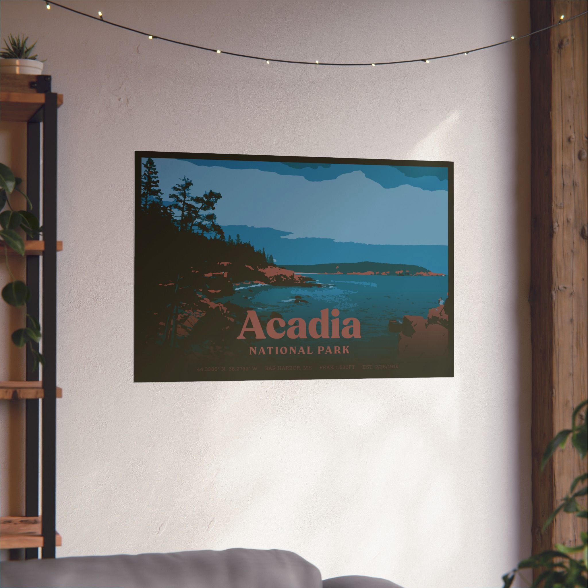 Acadia National Park Poster (Bar Harbor, Maine) Adventure Outdoorsy Travel Wall Art Decor