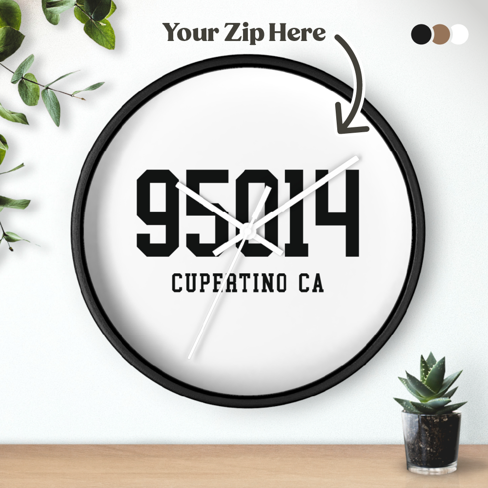 Custom Zip Code Wall Clock - Personalized City / Town Name Home Decor Hometown Gift