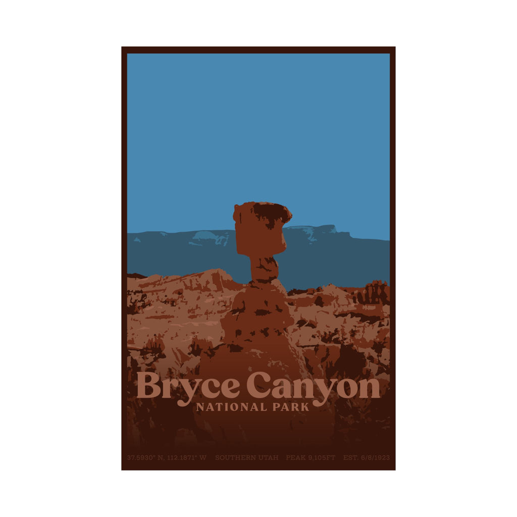 Bryce Canyon National Park Poster (Utah) Adventure Outdoorsy Travel Wall Art Decor