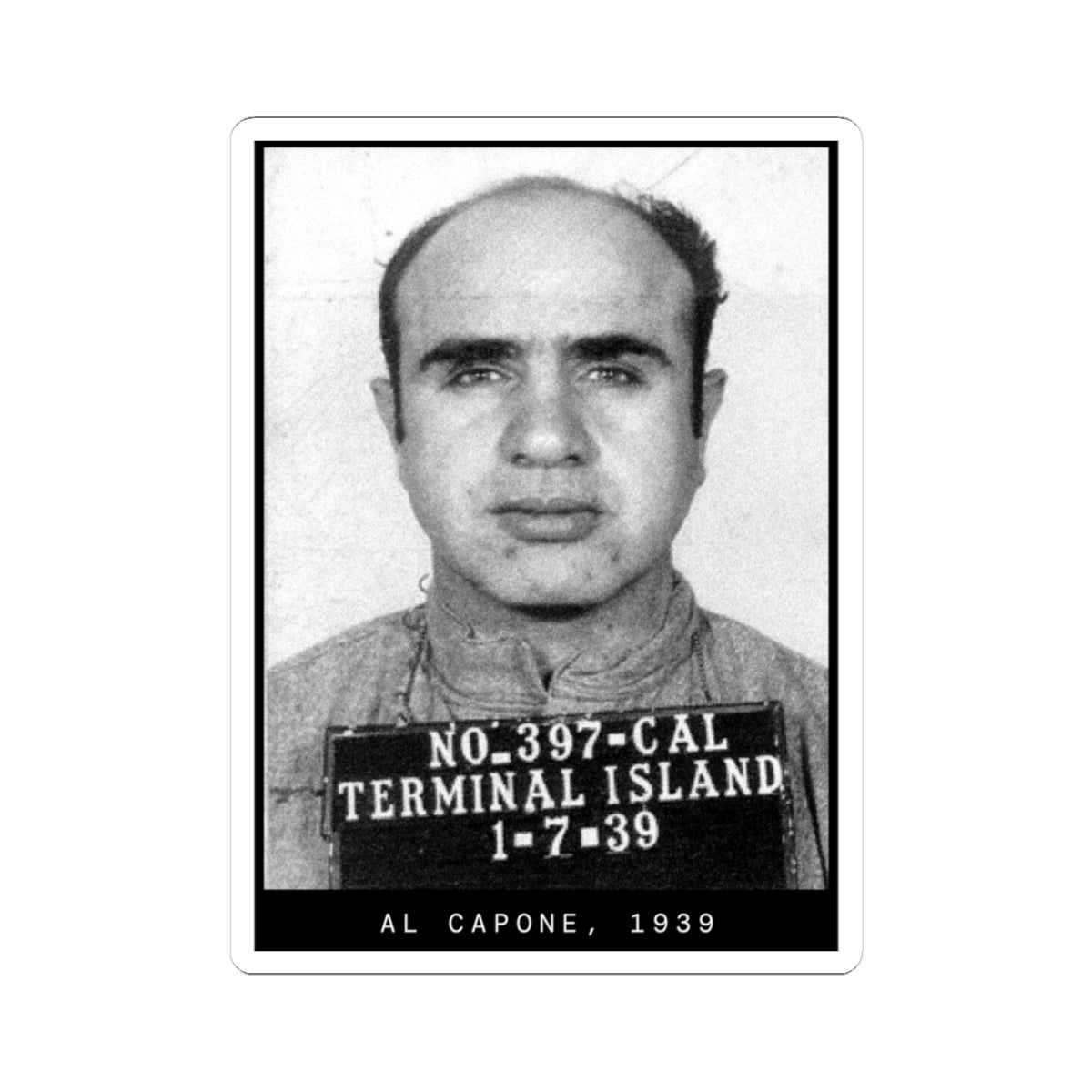 Al Capone 1939 Gangster Mugshot Sticker