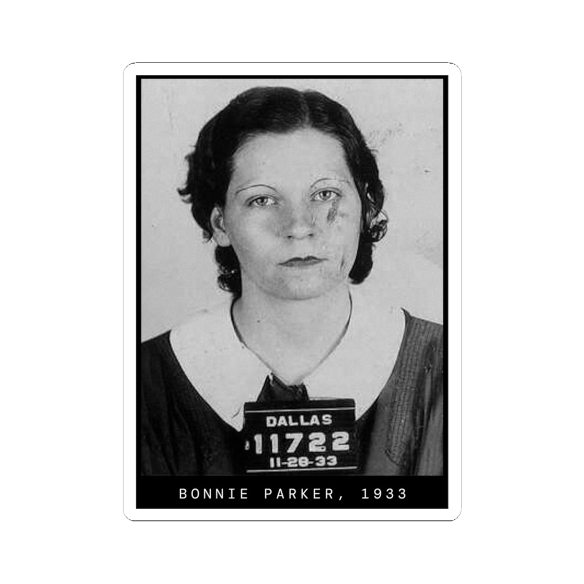 Bonnie Parker 1933 Outlaw Mugshot Sticker