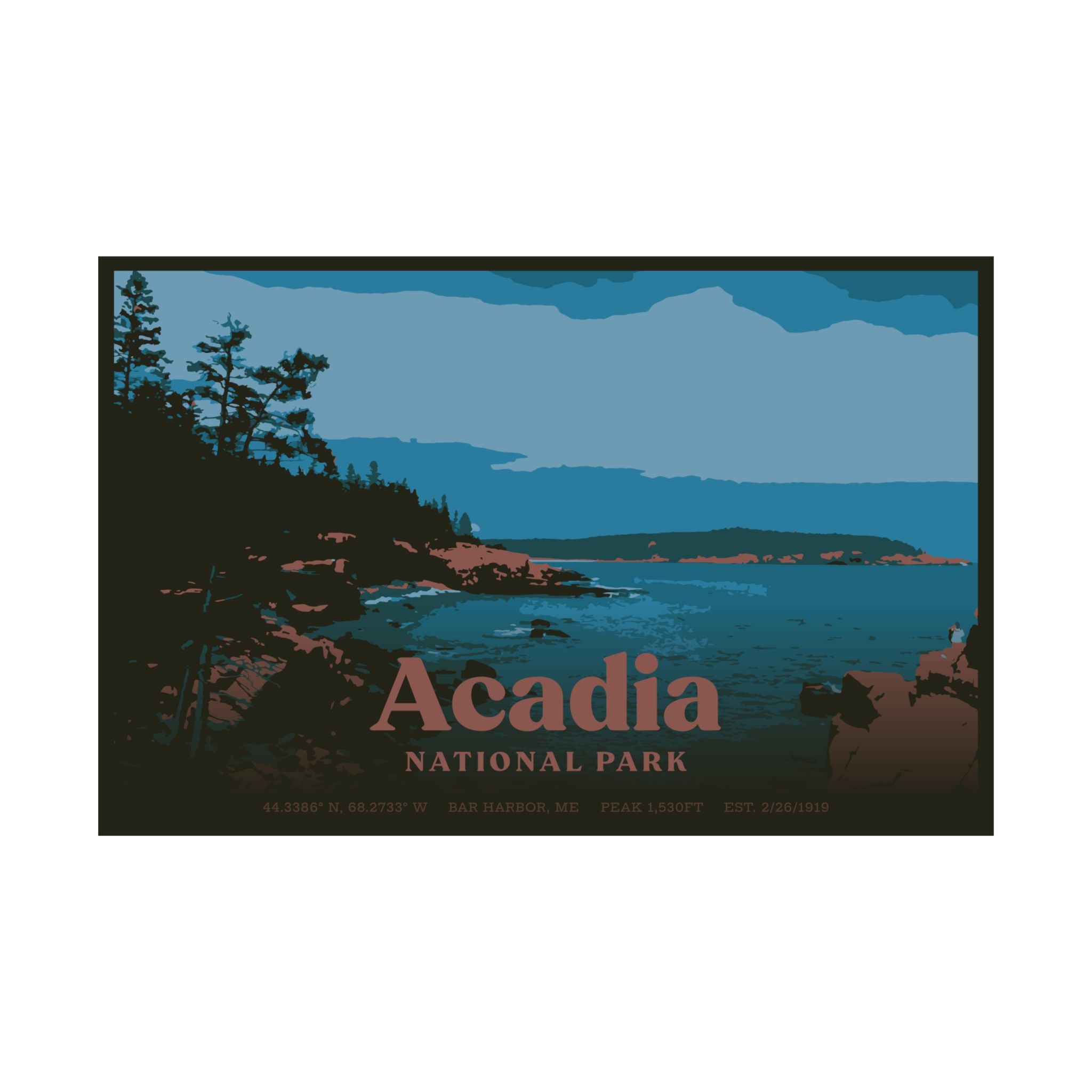 Acadia National Park Poster (Bar Harbor, Maine) Adventure Outdoorsy Travel Wall Art Decor